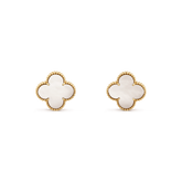 CLOVER MEDIUM WHITE MOP PINK GODL EARRINGS