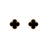 CLOVER MEDIUM ONYX PINK GODL EARRINGS