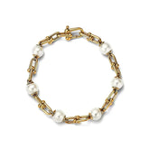 LINK BRACELET GOLD WITH FRESHWATER PEARLS