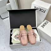 LW GATE BELTED MULE LIGHT PINK CALFSKIN