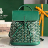 ALPIN MINI BACKPACK 21 IN GREEN LAMBSKIN AND GOYARDINE CANVAS