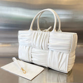 SMALL ARCO TOTE 30 IN WHITE SOFT LAMBSKIN