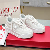 VALENTINO 25S GARAVANI ONE STUD XL PLATFORM SNEAKERS IN WHITE LAMBSKIN