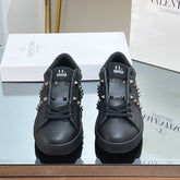 VALENTINO 25S GARAVANI ROCKSTUD UNTITLED STUDDED SNEAKERS IN BLACK LAMBSKIN