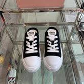 Mule Shoes Black And White Canvas