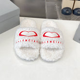 BALENCIAGA 25S FLAT SLIPPERS IN WHITE WOOL