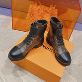 LV BOOTS IN BROWN MONOGRAM CANVAS MIX CALFSKIN