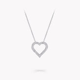 SPIRAL HEART SILHOUETTE PAVED SILVER DIAMOND NECKLACE