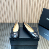CHANEL 25S BALLET FLATS IN BLACK LAMBSKIN GOLD HARDWARE