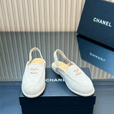 CHANEL 25S BACK STRAP MULE 15MM IN IVORY SUEDE GOLD HARDWARE