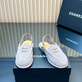 CHANEL 25S BACK STRAP MULE 15MM IN LIGHT GRAY SUEDE SILVER HARDWARE