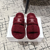 CELINE 25S SLIDES TRIOMPHE IN WINE RED SPONGE FABRIC