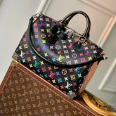 SPEEDY SOFT 30 IN COLORFUL MONOGRAM PATTERN AND BLACK COATED CANVAS