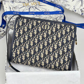 DIOR 25S 30 MONTAIGNE DEA POUCH BLUE OBLIQUE JACQUARD 26 IN CANVAS