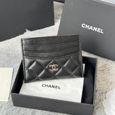 CHANEL 25S CARD HOLDER 11 IN BLACK LAMBSKIN SILVER HARDWARE