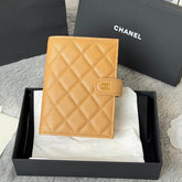 CHANEL 25S MULTI PURPOSE PASSPORT WALLET 15 IN GOLDEN CARAMEL CALFSKIN GOLD HARDWARE
