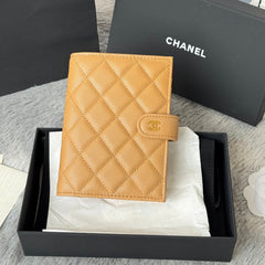 CHANEL 25S MULTI PURPOSE PASSPORT WALLET 15 IN GOLDEN CARAMEL CALFSKIN GOLD HARDWARE