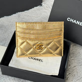 CHANEL 25S CARD HOLDER 11 IN GOLD LAMBSKIN GOLD HARDWARE