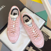 CHANEL 25S SNEAKERS 20MM IN LIGHT PINK CALFSKIN AND SUEDE