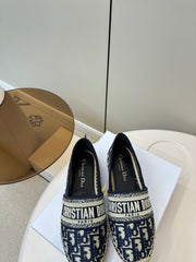 CD GRANVILLE ESPADRILLE BLUE OBLIQUE EMBROIDERED COTTON 01