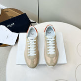 CELINE 25S RACER LOW TOP SNEAKER IN BEIGE AND LIGHT GRAY NYLON AND SUEDE