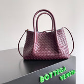 SMALL PINACOTECA REVERSIBLE TOTE BAG 24 IN MADDER BROWN LAMBSKIN AND LIGHT BLUE SUEDE