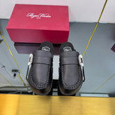 SLIDY VIV' MULES IN BLACK CALFSKIN