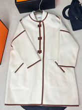 HERMES 25S CASHMERE COAT WITH LEATHER BUTTONS 204