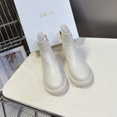 DIOR 25S D-MAJOR ANKLE BOOTS IN WHITE LAMBSKIN WITH GOLD HARDWARE