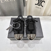 PRADA 25S MULES IN BLACK WITH METAL TOECAP