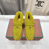 LP 25S SUMMER CHARMS WALK LOAFERS IN OLIVE YELLOW SUEDE AND FLEECE