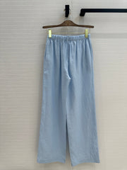 LP STRAIGHT-LEG LINEN PANTS IN BLUE