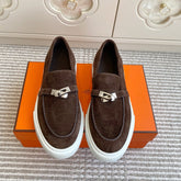 HM 25S SLIP-ON IN DARK BROWN SUEDE WITH SILVER HARDWARE