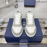 DIOR 25S B27 UPTOWN LOW-TOP SNEAKERS IN GREY MIX CREAM WHITE CALFSKIN STYLE 4