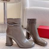 VIV' PODIUM BOOTIES IN GREY GLOSSY LAMBSKIN