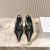 BALENCIAGA 25S HIGH SLINGBACK IN BLACK CALFSKIN WITH SMALL BOW