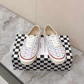 VALENTINO 25S GARAVANI X VANS SNEAKERS IN WHITE MIX BLUE CANVAS