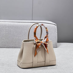 GARDEN PARTY 23CM IN OFF WHITE CALFSKIN