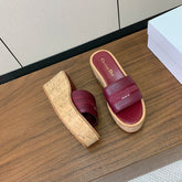 DIOR 25S DWAY WEDGE SLIDE 90 MM IN DARK RED CALFSKIN