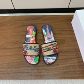 DIOR 25S DWAY SLIDE IN MULTICOLOR CALFSKIN AND FABRIC STYLE 5