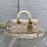 DIOR 25S SMALL LADY D-JOY 22 IN BEIGE LAMBSKIN GOLD HARDWARE