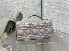 DIOR 25S DIOR TALK PHONE POUCH 21 IN DIRTY LILAC CANNAGE LAMBSKIN GOLD HARDWRE