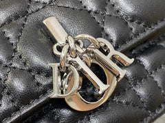 DIOR 25S DIOR TALK PHONE POUCH 21 IN BLACK CANNAGE LAMBSKIN SILVER HARDWRE