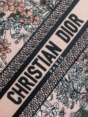 DIOR 25S SMALL LADY D-LITE BAG 24 IN PINK DIOR FLOWERS CALENDAR ALLOVER EMBROIDERY