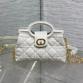 DIOR 25S JOLIE TOP HANDLE MINI BAG 18 IN WHITE CALFSKIN GOLD HARDWRE