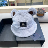 BUCKET HAT IN BEAU BLUE WOOL AND LAMB FUR 434941