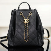 CHANEL 25S GRABRIELLE 23 CM IN BLACK LAMBSKIN WITH GOLD HARDWARE