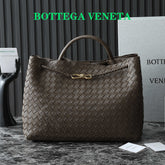 BOTTEGA VENETA 25S LARGE ANDIAMO 42 IN DARK BROWN CALFSKIN GOLD HARDWARE