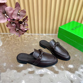 OPEN-BACK LOAFER REALISED IN CHESTNUT BROWN SOLF CALFSKIN