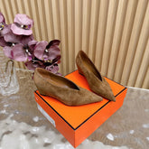 HM 25S HIGH-HEEL WEDGE SHOES 50 MM IN BROWN SUEDE